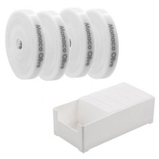 MONACO OLIVE 線材收納袋 5入 + 專用收納盒 中型 + 魔鬼氈束帶 4入 套組, 半透明(線材收納袋), 白色(收納盒), 白色(魔鬼氈束帶), 1套