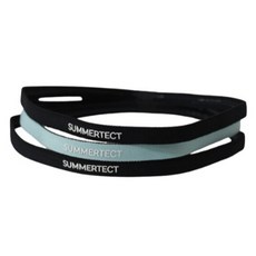SUMMERTECT 窄版矽膠髮帶 3入組 STHB22N, 1套, 黑色 + 黑色 + 薄荷綠