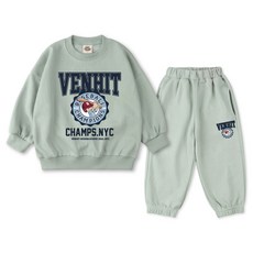 VENHIT 青少年款Champs字母棉質雙面布大學T運動長褲組