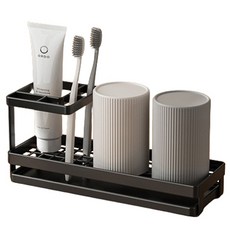 Block Mart 直立式牙刷架 刮鬍刀 牙膏置物架, 1個, 黑色