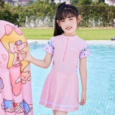 Yubli女童款Sweeney短袖裙子連身泳衣