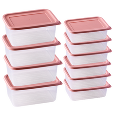Nanu Dam 簡便可微波保鮮盒10件組 粉色, 480ml 6個+1400ml 4個, 1組
