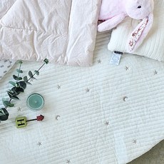 童款棉質可機洗刺繡圓形午睡薄墊, 星月款