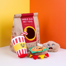 EGUEGU 狗狗嗅聞玩具 漢堡4件組, 混合顏色, 1套