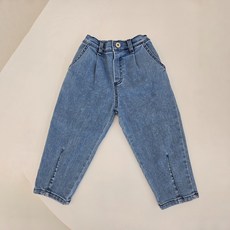 First Blue 兒童半開襟褶皺牛仔褲