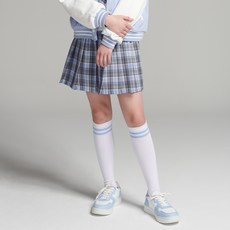 女童可拆式鏈條腰帶格紋百褶裙 T166