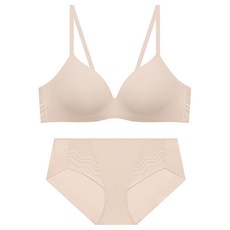 트라이엄프 일체형 통기성 노와이어 브라 팬티 세트
