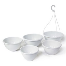 Hwabunworld 基本款懸掛式吊盆, 5個, 白色