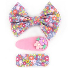 아랑로랑 여아용 해피패턴 리본 헤어핀 3종 세트