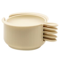 SAENGHWALEN 迷你圓形把手小菜盤收納架組, 小菜盤 5p + 收納架, 象牙白, 1套