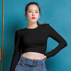 메종그레이 여성용 라운드넥 크롭 섹시백 티셔츠