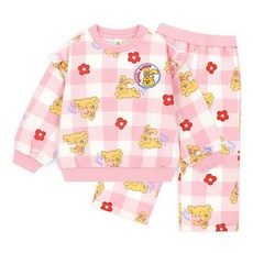 hejmini 女童款跳跳兔格紋長袖衣褲套裝