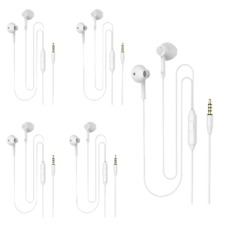 갓템바바 파스텔 컬러 둥근 유선 이어폰 5p, 화이트