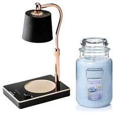 양키캔들 자캔들 라지 + 빛조절 타이머 캔들워머 세트, 비치 워크, 블랙