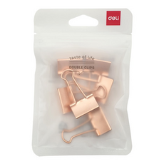 deLi 得力 玫瑰金雙夾 78201GD, 1個, 6入