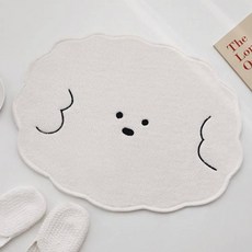 Buybeam Bibim 吸水貴賓犬刺繡腳踏墊, 奶油色