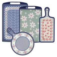 MAISON OBJET 波蘭印花雙面砧板 4件組, 特L切菜板,L切菜板,圓形切菜板手柄,基本型切菜板手柄, 1組
