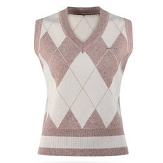 럭스골프 430골프 여성용 브이넥 아가일 베스트 조끼 LB3A520W