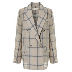 페이지플린 여성용 통기성 체크 더블 린넨 자켓 F2BJK009A