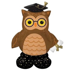 anagram 畢業貓頭鷹站立式鋁箔氣球, 混合顏色, 1個