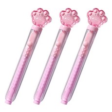 투영디자인 푸쉬 슬라이드 냥이 지우개, 핑크, 3개