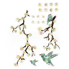 Allode 感性吉他身體面板貼紙 款式03 花與鳥, 1個