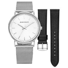 ROMANSON 女款 R 纖薄圓形手錶 S 37mm RWRMUL3BF016WHWH0 + 禮品包裝 + 購物袋組