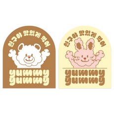 냠냠 熊兔貼紙 2款 x 50張組合, 混合顏色, 1套
