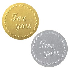 2Youngdesign 文字印花圓形貼紙組 2款 100入, 1組, 銀色+金色