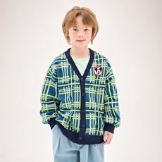 JELISPOON 兒童款迪士尼米奇V領格紋針織開襟衫