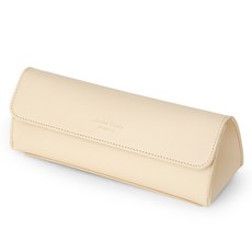 FunnYmade 皮革三角筆袋 鉛筆盒, 1個, 香草奶油