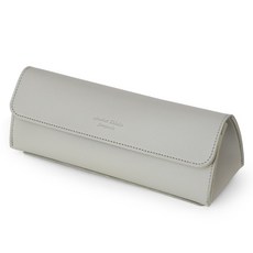 FunnYmade 皮革三角筆袋 鉛筆盒, 1個, 淺灰色