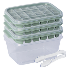 Nanu Dam 軟式製冰盒 24格 3入 + 儲冰盒 + 冰勺組合, 1套, 薄荷(製冰盒)