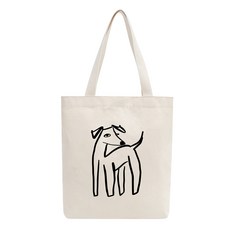 옥스타 남녀공용 드로잉강아지 베이직 면 에코백