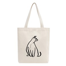 옥스타 남녀공용 드로잉고양이 베이직 면 에코백