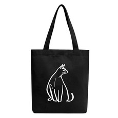 옥스타 남녀공용 드로잉고양이 베이직 면 에코백