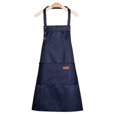 Allode 高級條紋美術無袖圍裙, 02 海軍藍