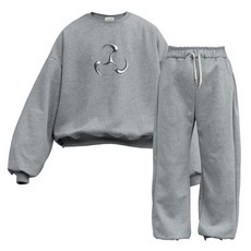 이지스튜디오 W 스트롱코튼 크롬 켈리온 벌룬핏 맨투맨 + 조거 팬츠 트레이닝 세트