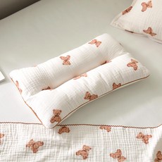 Modern House 純棉三層編織柔軟紗布網狀枕頭夢想熊, 象牙白