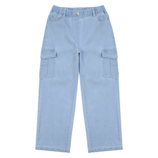 applepink 女童款 直筒寬版工裝水洗牛仔褲 T201