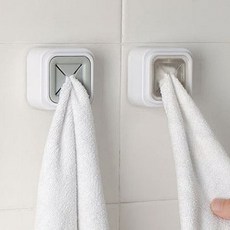 Ju and Ji 黏貼式 插入式廚房毛巾抹布掛架 2件組, 透明, 灰色