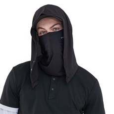 sunmaskin 高級UV防紫外線高爾夫運動面罩 連帽式遮陽罩 + 全臉套組, 黑色
