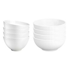 필리빗 플리세 밥그릇 + 국그릇 세트, 화이트, 밥그룻 + 국그릇, 4세트