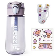 Weagle 一鍵式水瓶 + 背帶 貼紙隨機出貨, 薰衣草, 1個, 430ml