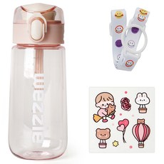 Weagle 一鍵式水瓶 + 背帶 貼紙隨機出貨, 粉紅色, 1個, 430ml