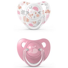 suavinex 蘇維妮 嬰幼兒 Memories 系列人體工學矽膠安撫奶嘴 2入組, 3階段(12個月以上), 深粉紅色, 1套
