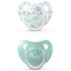 suavinex 蘇維妮 嬰幼兒 Memories 系列人體工學矽膠安撫奶嘴 2入組, 2階段(6個月以上), 綠色, 1套