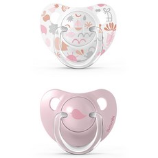 suavinex 蘇維妮 嬰幼兒 Memories 系列人體工學矽膠安撫奶嘴 2入組, 1階段(0-6個月), 粉紅色, 1套