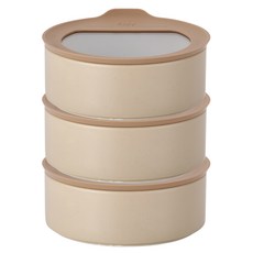 nEOFLam FIKA One 圓形陶瓷保鮮盒 700ml, 3個, 砂米黃