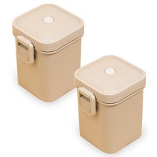 奶油色麥稈保溫便當盒 600ml, 混合色, 2個